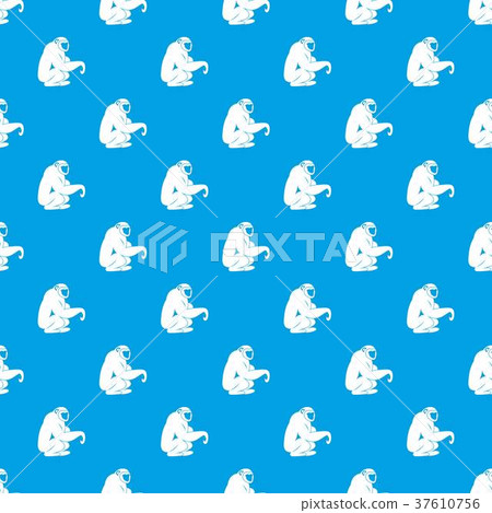 Monkey sitting pattern seamless blue Monkey sitting pattern seamless blue 37610756