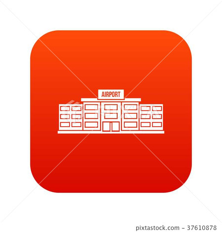 Airport building icon digital red Airport building icon digital red 37610878