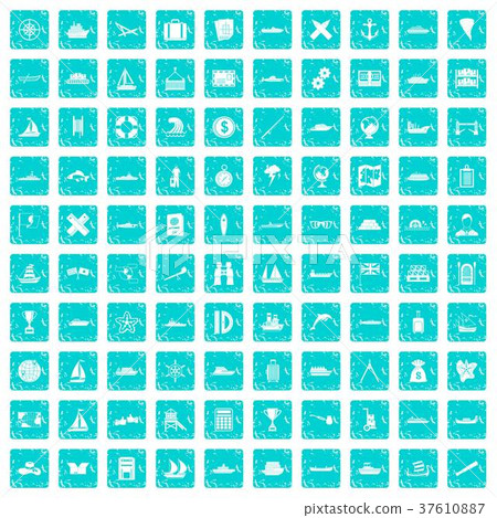100 shipping icons set grunge blue 100 shipping icons set grunge blue 37610887