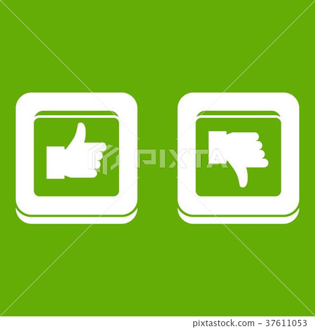 Signs hand up and down in squares icon green Signs hand up and down in squares icon green 37611053