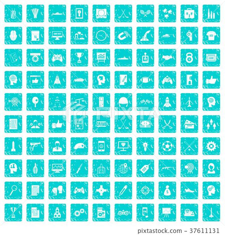 100 strategy icons set grunge blue 100 strategy icons set grunge blue 37611131