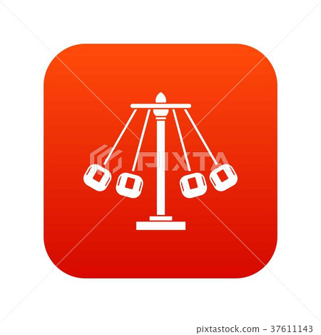 Carnival swing ride icon digital red 37611143