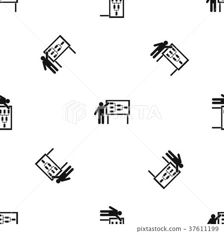 Businessman and presentation screen pattern seamless black 37611199