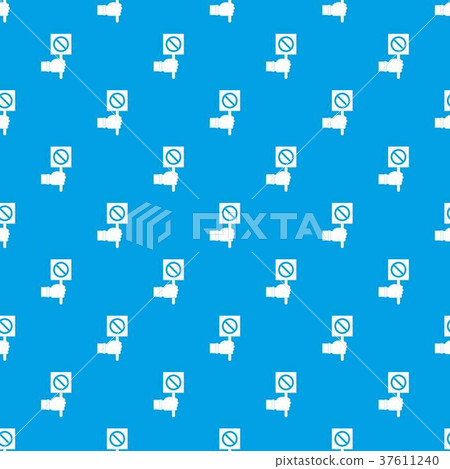 Hand showing stop signboard pattern seamless blue Hand showing stop signboard pattern seamless blue 37611240