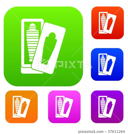 Mummy in sarcophagus set color collection 37611264