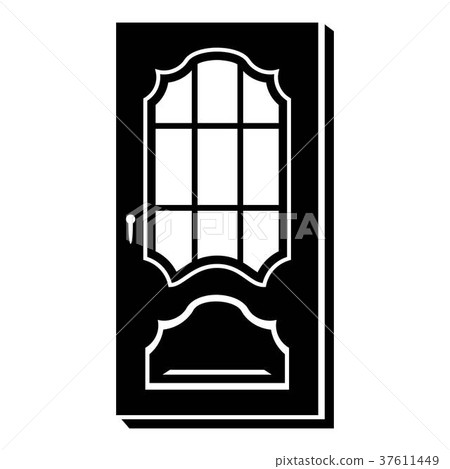 Door with glass icon, simple style 37611449