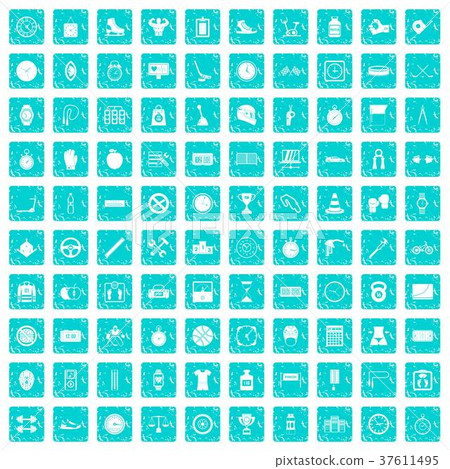 100 stopwatch icons set grunge blue 37611495