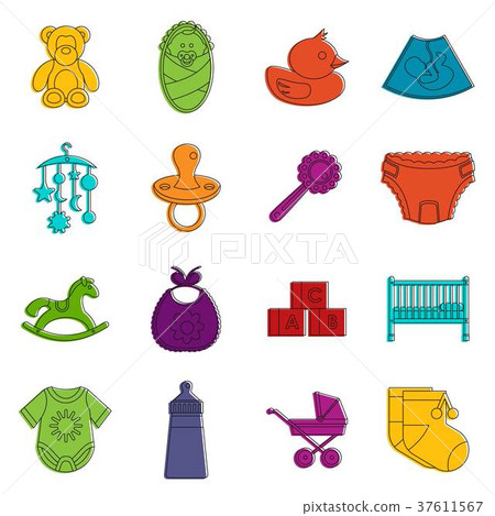 Newborn icons doodle set Newborn icons doodle set 37611567