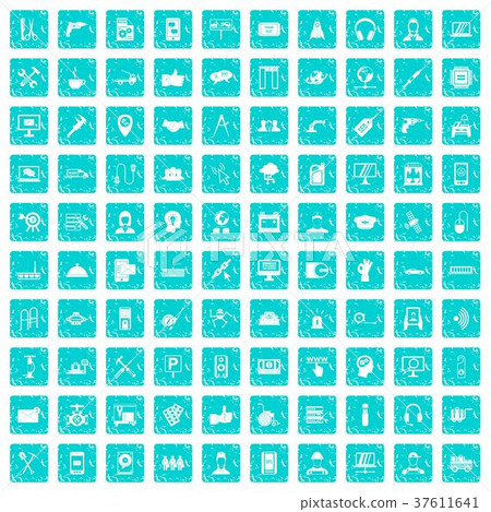 100 support icons set grunge blue 100 support icons set grunge blue 37611641