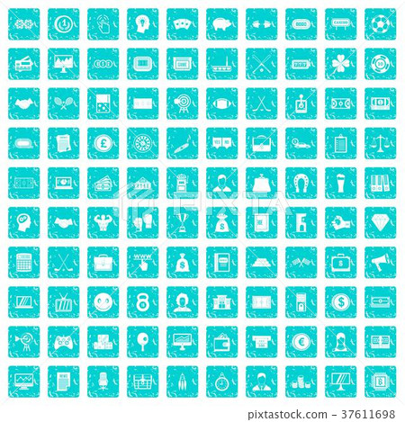 100 sweepstakes icons set grunge blue 37611698