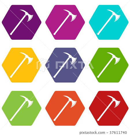 Ax icon set color hexahedron Ax icon set color hexahedron 37611740