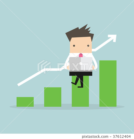 Businessman with notebook and check growing graph Businessman with notebook and check growing graph 37612404