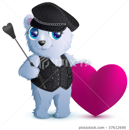 White bear in black leather clothes style of bdsm 37612690