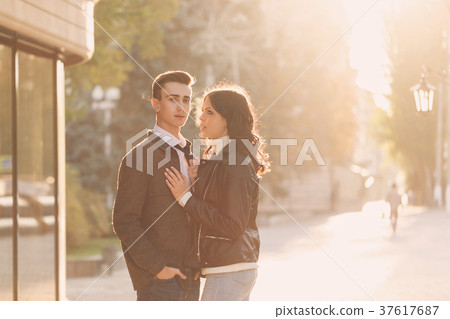 Teenage couple on a date Teenage couple on a date 37617687
