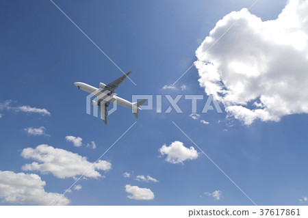 Blue sky and airplane 37617861