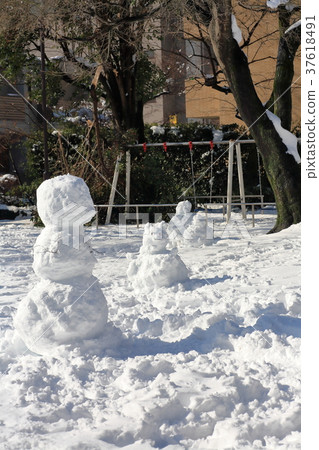 Snowmen in the park 37618491