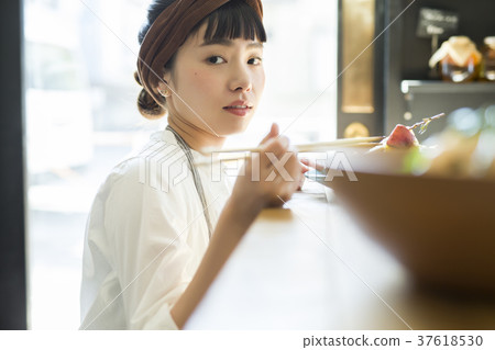 Women working in cafe Food business 37618530