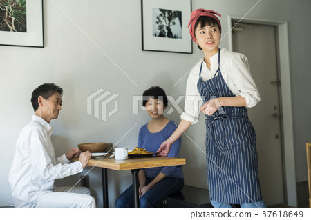 Staff and customers working in cafe Food business 37618649