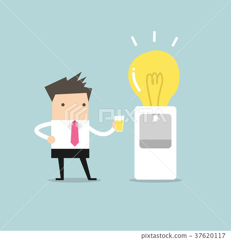 Businessman drink idea from water bulb cooler Businessman drink idea from water bulb cooler 37620117
