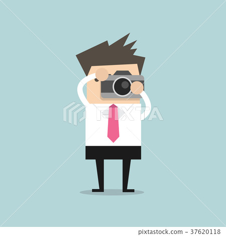 Businessman takes a picture with camera 37620118