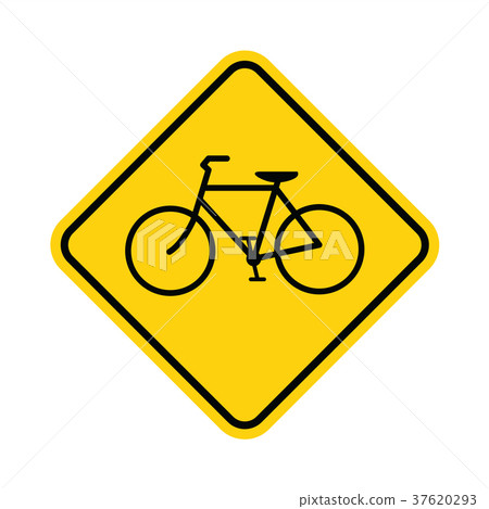 Bicycle traffic warning on white Bicycle traffic warning on white 37620293