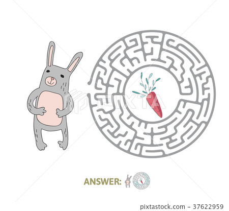 Children's maze with rabbit and carrot. Puzzle Children's maze with rabbit and carrot. Puzzle 37622959