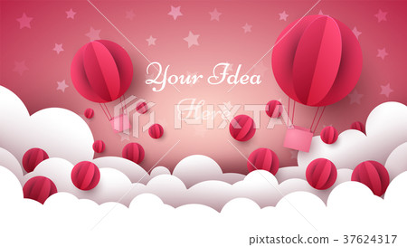 Valentine s Day illustration. Air balloon, heart Valentine s Day illustration. Air balloon, heart 37624317