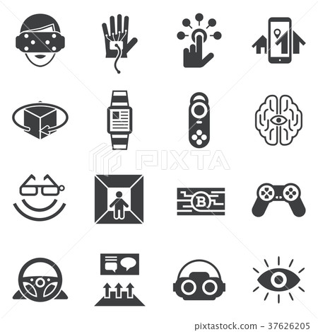 Digital vector virtual augmented reality set - Stock Illustration ...