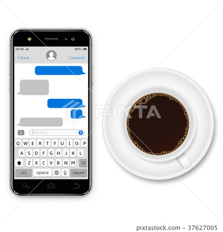 Vector smartphone with sms chat on screen Vector smartphone with sms chat on screen 37627005