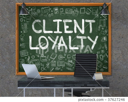 Client Loyalty on Chalkboard in the Office. 3D. 37627246