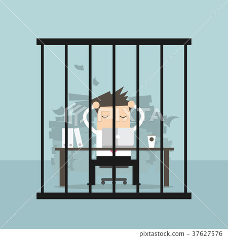 Businessman working in the prison Businessman working in the prison 37627576