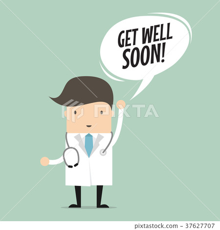 Doctor with Get Well Soon Speech Bubble 37627707