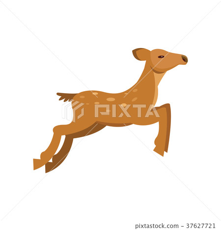 Fallow sika roe deer jumping, wild animal cartoon Fallow sika roe deer jumping, wild animal cartoon 37627721
