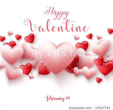 Happy valentines day background with hearts balloo Happy valentines day background with hearts balloo 37627783