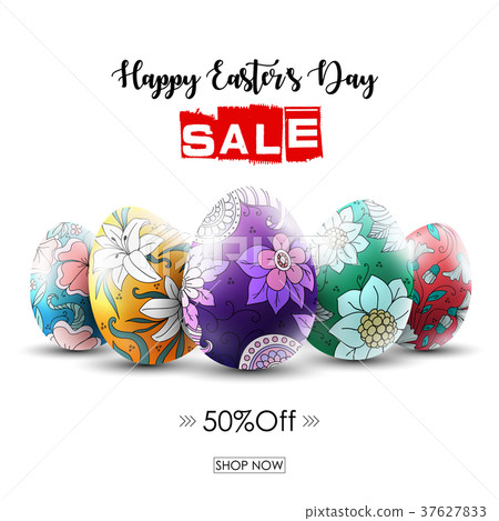 Easter sale banner with ornamental easter eggs 37627833