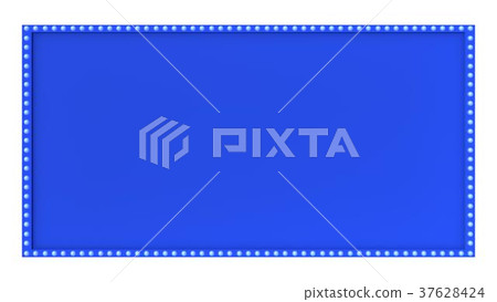 Blue Marquee light board sign retro on white backg 37628424