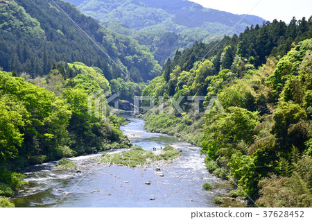 Flow in the upper stream of Toyokawa in Shinshiro City, Aichi Prefecture 37628452