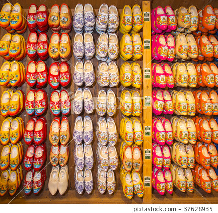 Colorful painted clogs, the traditional Dutch 37628935