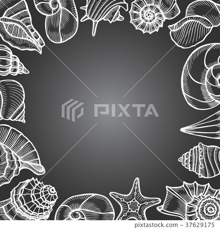Vintage seafood frame vector illustration. 37629175