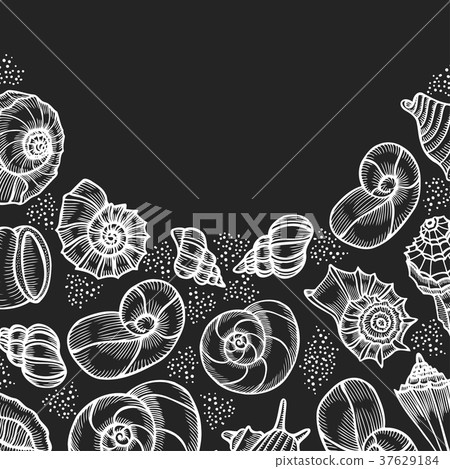 Vintage seafood frame vector illustration. 37629184