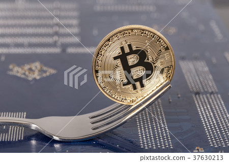 Coin bitcoin on the motherboard in the fork 37630213