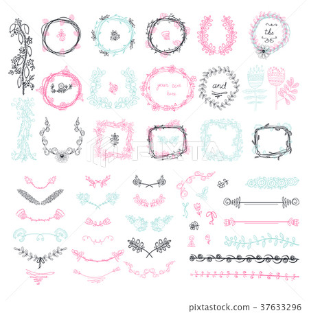 Big set of floral graphic design elements Big set of floral graphic design elements 37633296