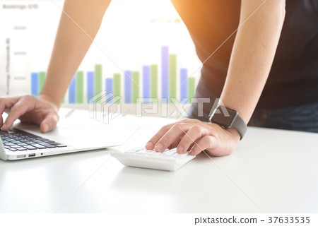 business man working finance about cost business man working finance about cost 37633535