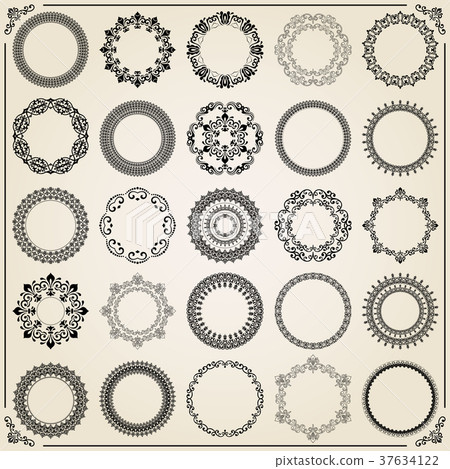 Vintage Set of Vector Round Elements - Stock Illustration [37634122 ...