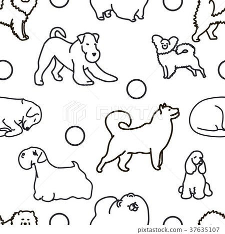 Seamless pattern with cute dogs. - Stock Illustration [37635107] - PIXTA