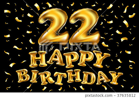 22 years happy birthday vector balloon gold 37635812