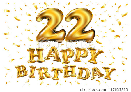 22 years happy birthday vector balloon gold 37635813