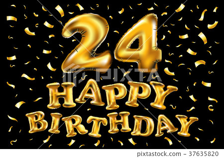 24 years happy birthday vector balloon gold 37635820