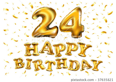 24 years happy birthday vector balloon gold 37635821