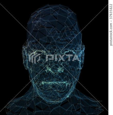 Human head network line abstract background. 3d 37635822